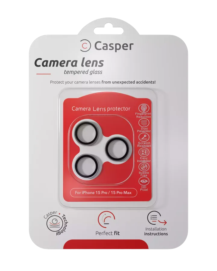 Casper Camera Lens Protector for iPhone 15 Pro / 15 Pro Max (Silver) (Clear) — foto 6