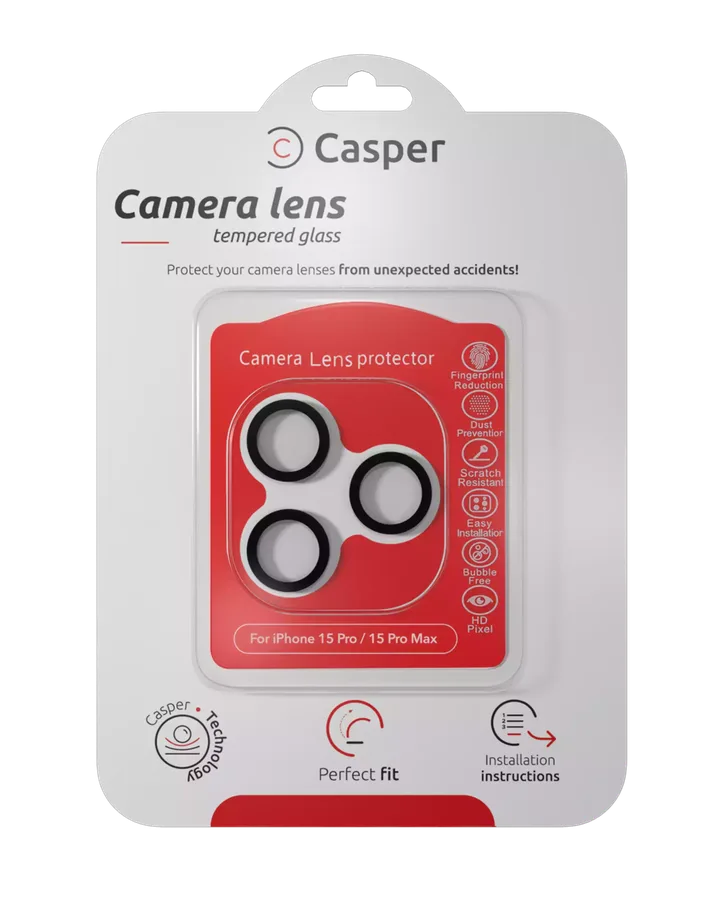 Casper Camera Lens Protector for iPhone 15 Pro / 15 Pro Max (Black) (Clear) — foto 6