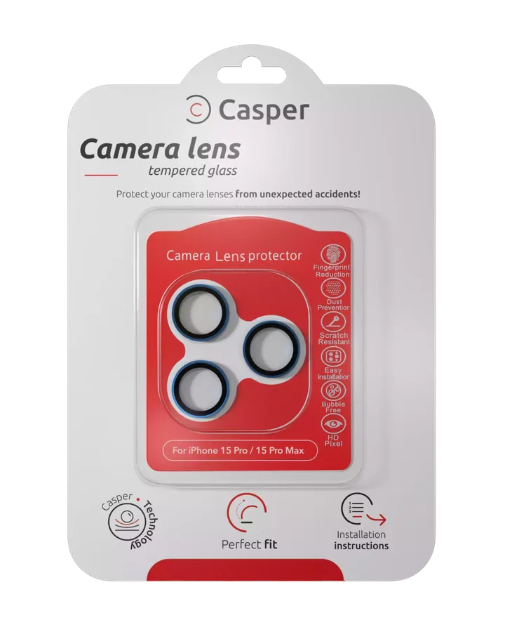 Casper Camera Lens Protector for iPhone 15 Pro / 15 Pro Max (Blue Titanium) (Clear) — foto 6