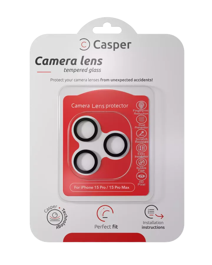 Casper Camera Lens Protector for iPhone 15 Pro / 15 Pro Max (Gray) (Clear) — foto 6