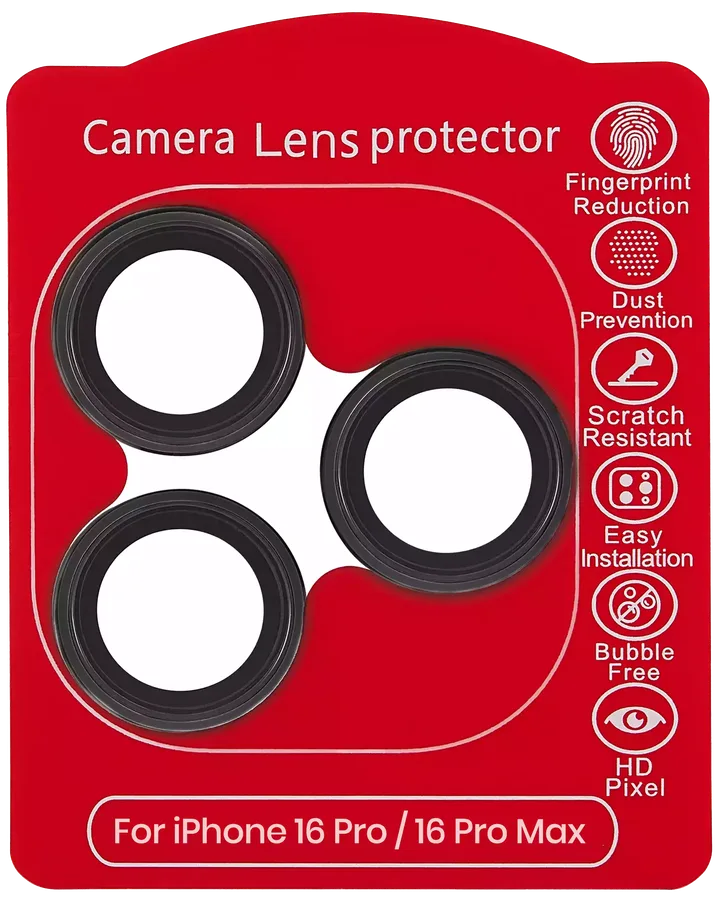 Casper Camera Lens Protector For iPhone 16 Pro / 16 Pro Max (Black) (Clear) — foto 2