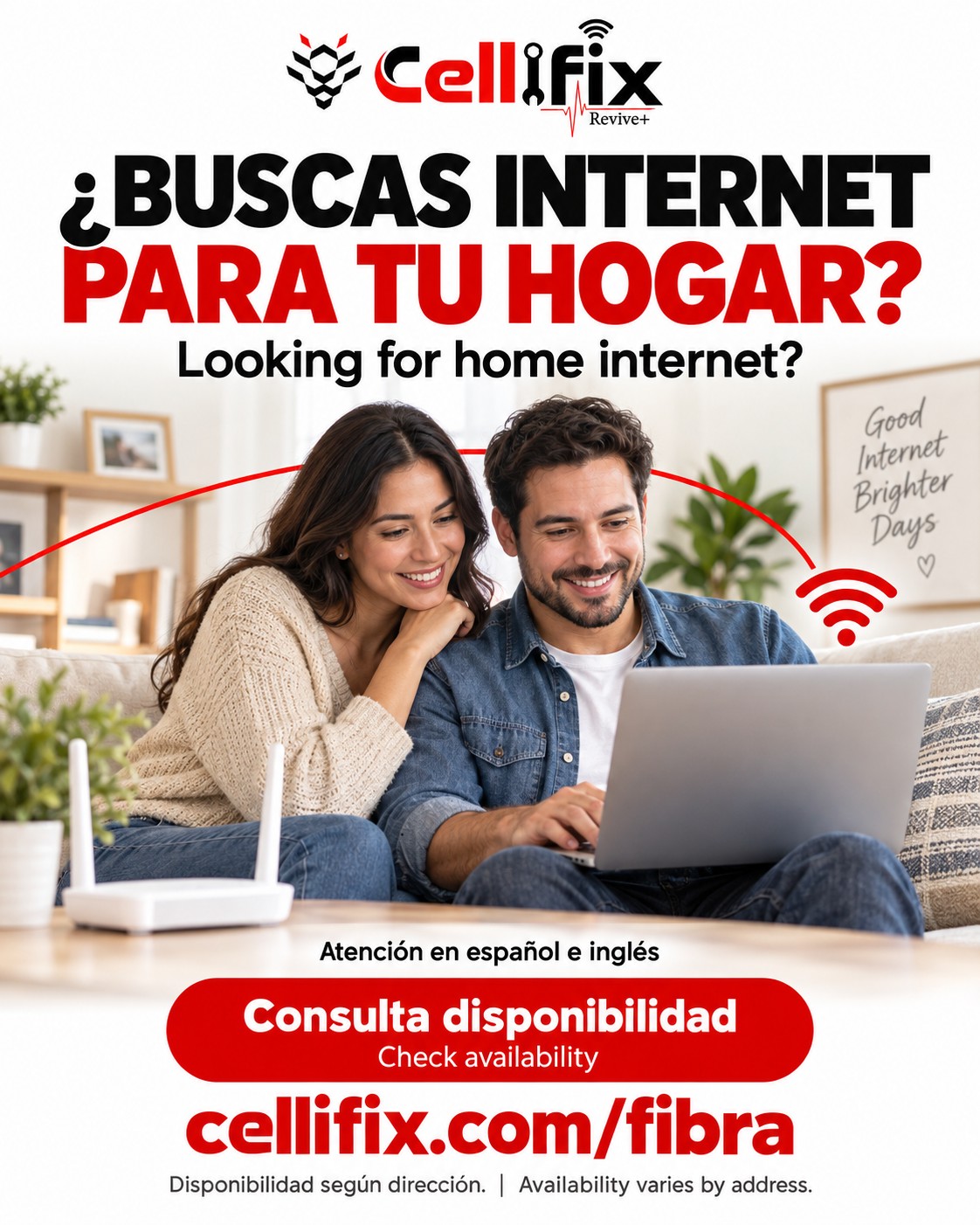 Imagen ilustrativa de Cellifix: consulta de internet para el hogar en español e inglés.